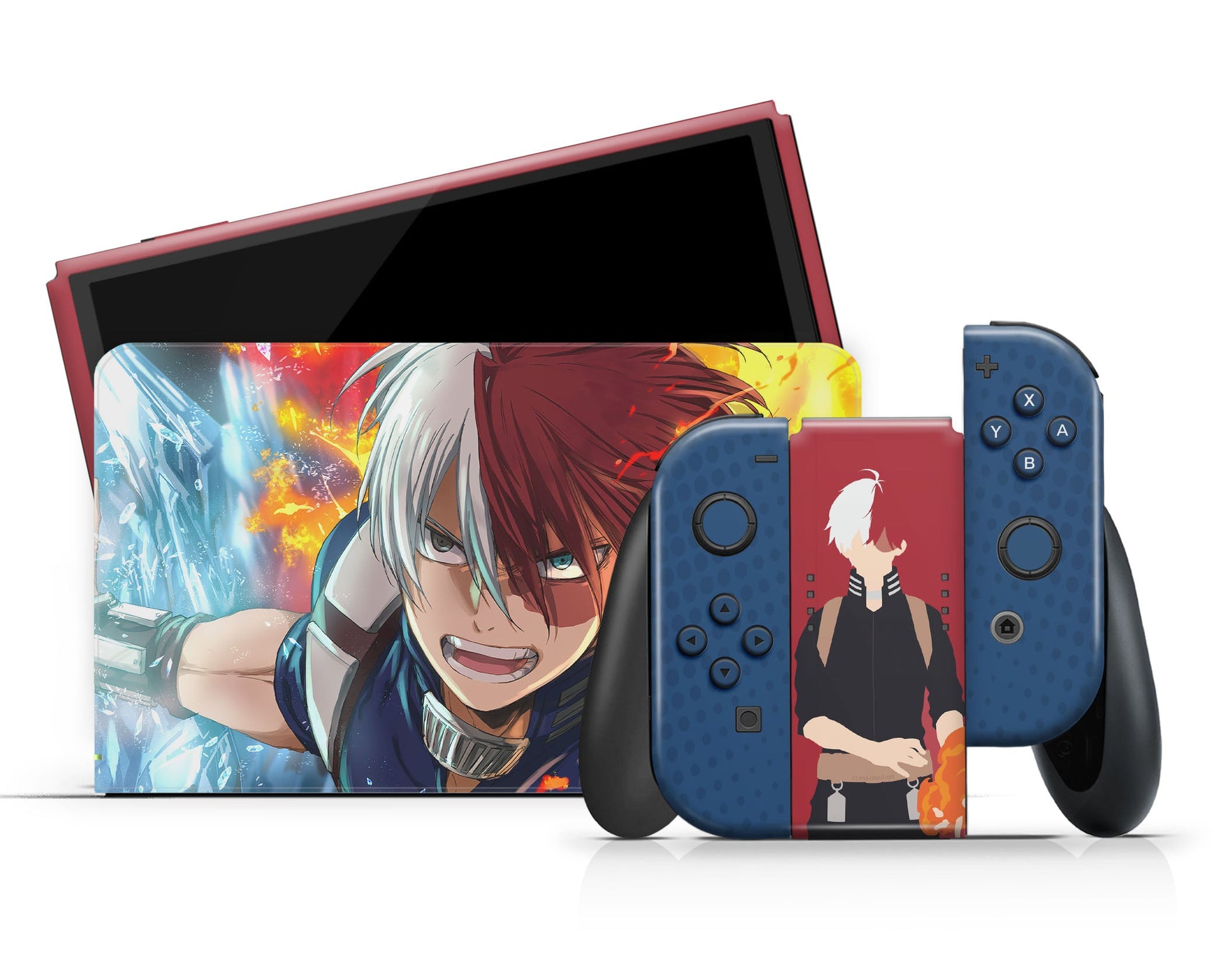 Anime Town Creations Nintendo Switch OLED My Hero Academia Shoto Toradki Vinyl +Tempered Glass Skins - Anime My Hero Academia Switch OLED Skin