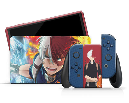 Anime Town Creations Nintendo Switch OLED My Hero Academia Shoto Toradki Vinyl +Tempered Glass Skins - Anime My Hero Academia Switch OLED Skin