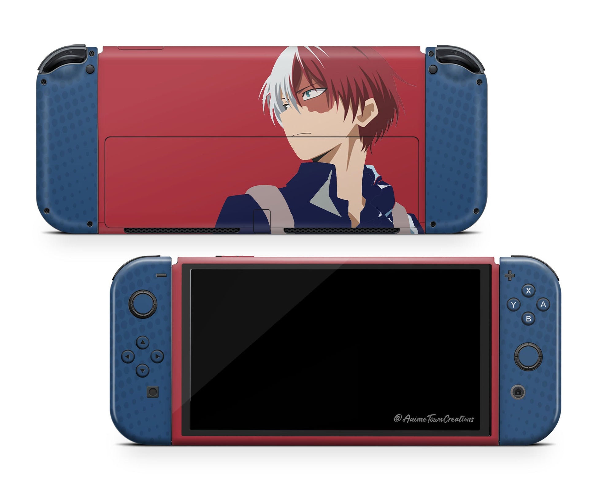 Anime Town Creations Nintendo Switch OLED My Hero Academia Shoto Toradki Vinyl +Tempered Glass Skins - Anime My Hero Academia Switch OLED Skin