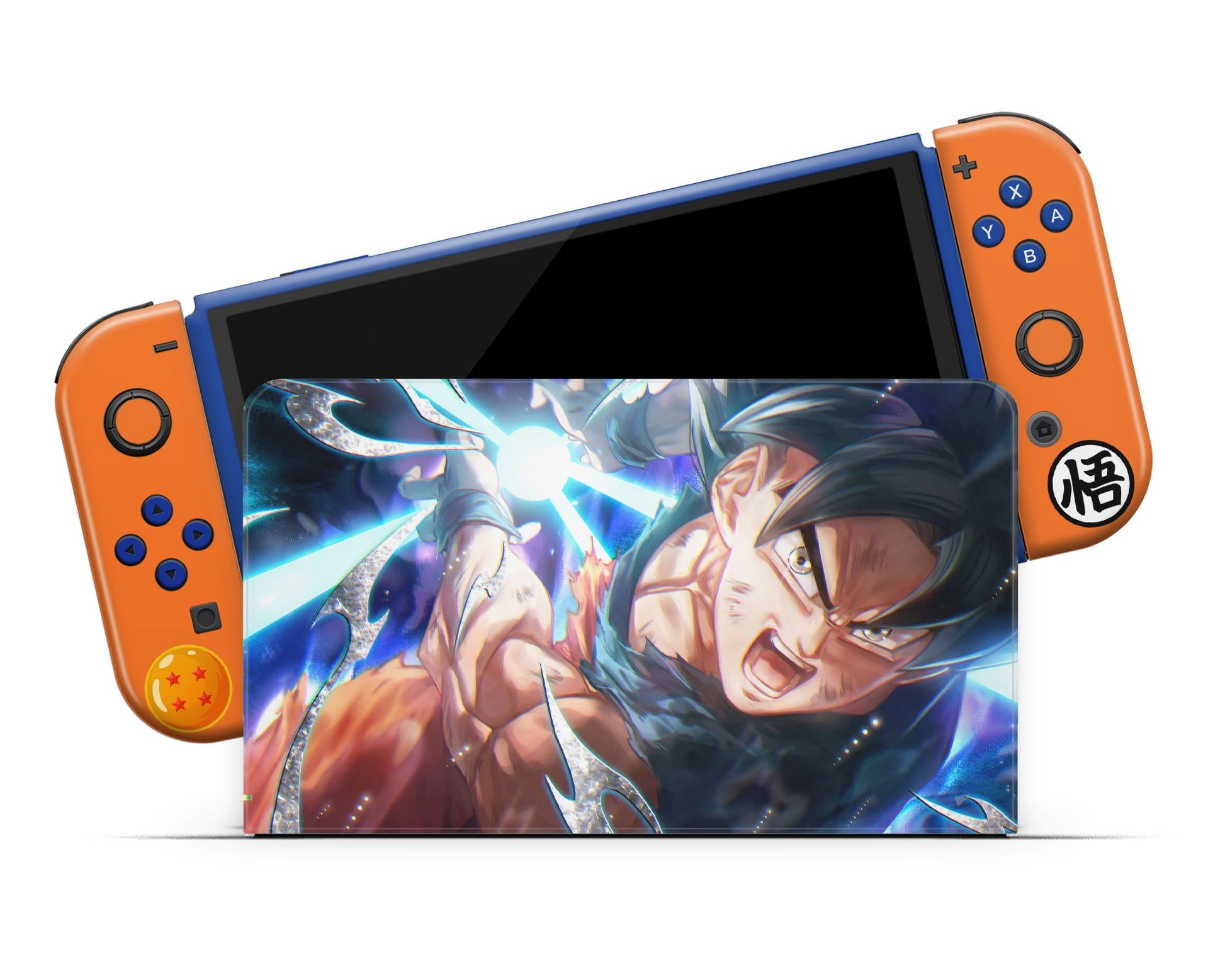 Anime Town Creations Nintendo Switch OLED Goku Kamehameha Vinyl only Skins - Anime Dragon Ball Switch OLED Skin