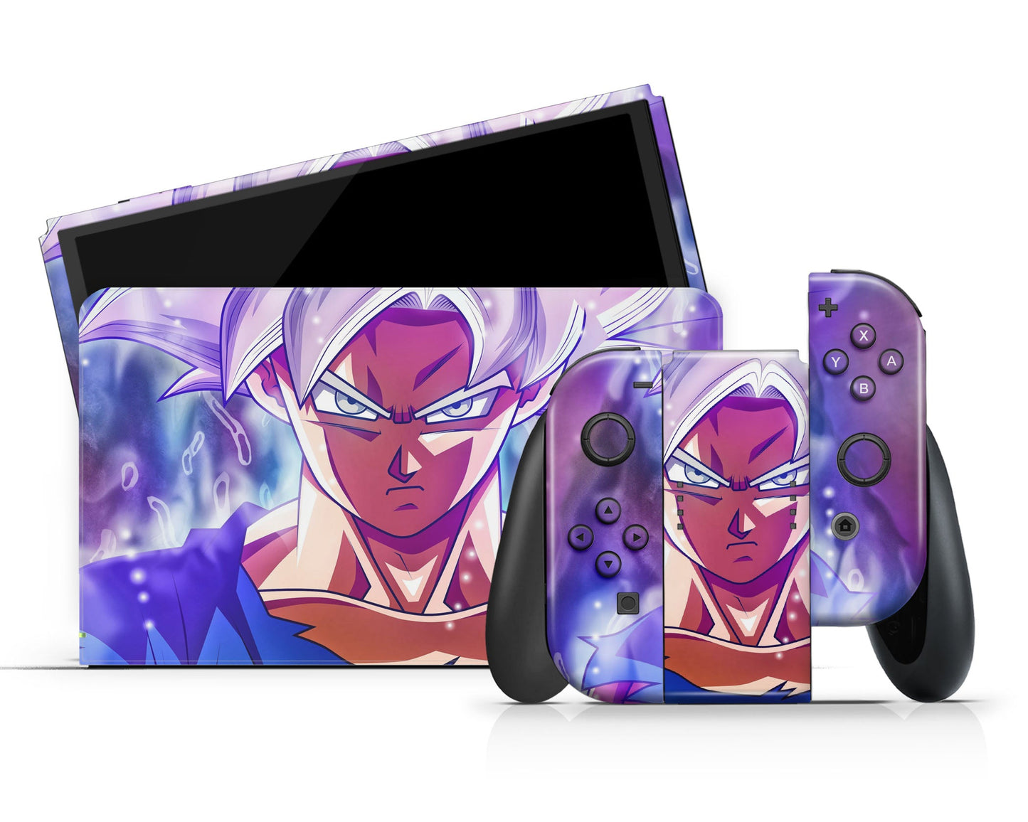 Anime Town Creations Nintendo Switch OLED Goku Ultra Instinct Vinyl +Tempered Glass Skins - Anime Dragon Ball Switch OLED Skin