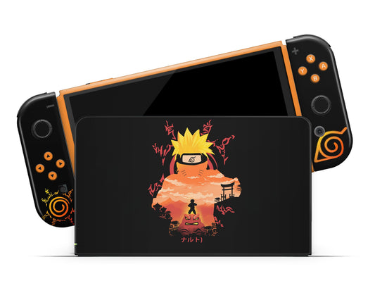 Anime Town Creations Nintendo Switch OLED Naruto Black Vinyl only Skins - Anime Naruto Switch OLED Skin