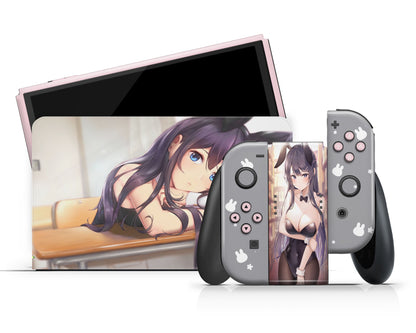 Anime Town Creations Nintendo Switch OLED Bunny Girl Senpai 18+ Vinyl +Tempered Glass Skins - Anime Rascal Does Not Dream of Bunny Girl Senpai Switch OLED Skin