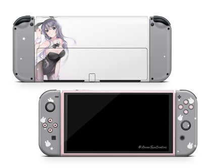 Anime Town Creations Nintendo Switch OLED Bunny Girl Senpai 18+ Vinyl +Tempered Glass Skins - Anime Rascal Does Not Dream of Bunny Girl Senpai Switch OLED Skin