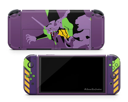 Anime Town Creations Nintendo Switch OLED Neon Evangelion Genesis Unit 01 Vinyl +Tempered Glass Skins - Anime Neon Evangelion Genesis Switch OLED Skin