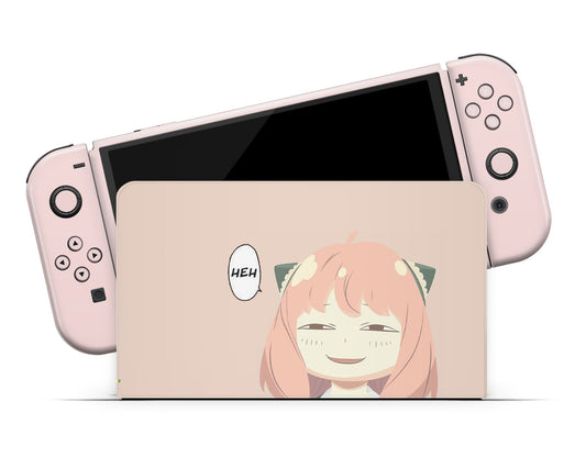 Anime Town Creations Nintendo Switch OLED Spy x Family Anya Smug Face HEH Vinyl only Skins - Anime Spy x Family Switch OLED Skin