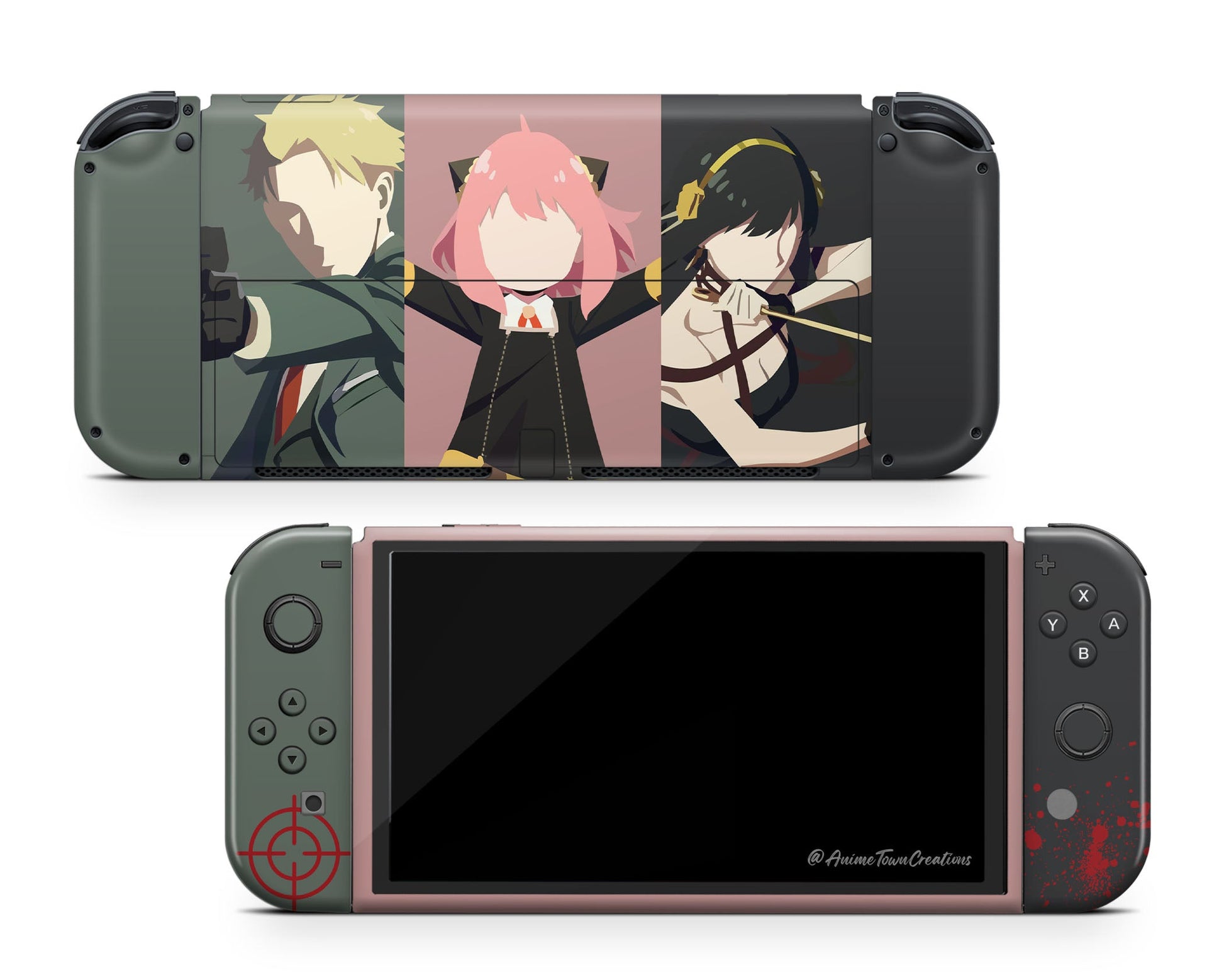 Anime Town Creations Nintendo Switch OLED Spy x Family Forger Fam Vinyl +Tempered Glass Skins - Anime Spy x Family Switch OLED Skin