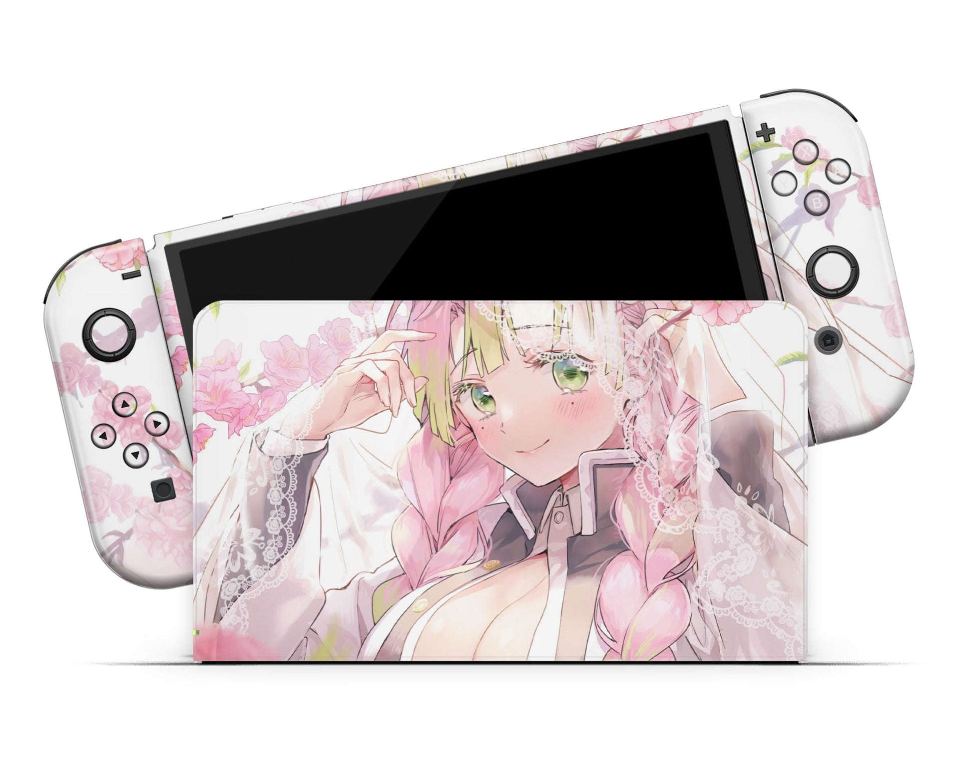 Anime Town Creations Nintendo Switch OLED Demon Slayer Mitsuri Kanroji Love Hashira Vinyl only Skins - Anime Demon Slayer Switch OLED Skin