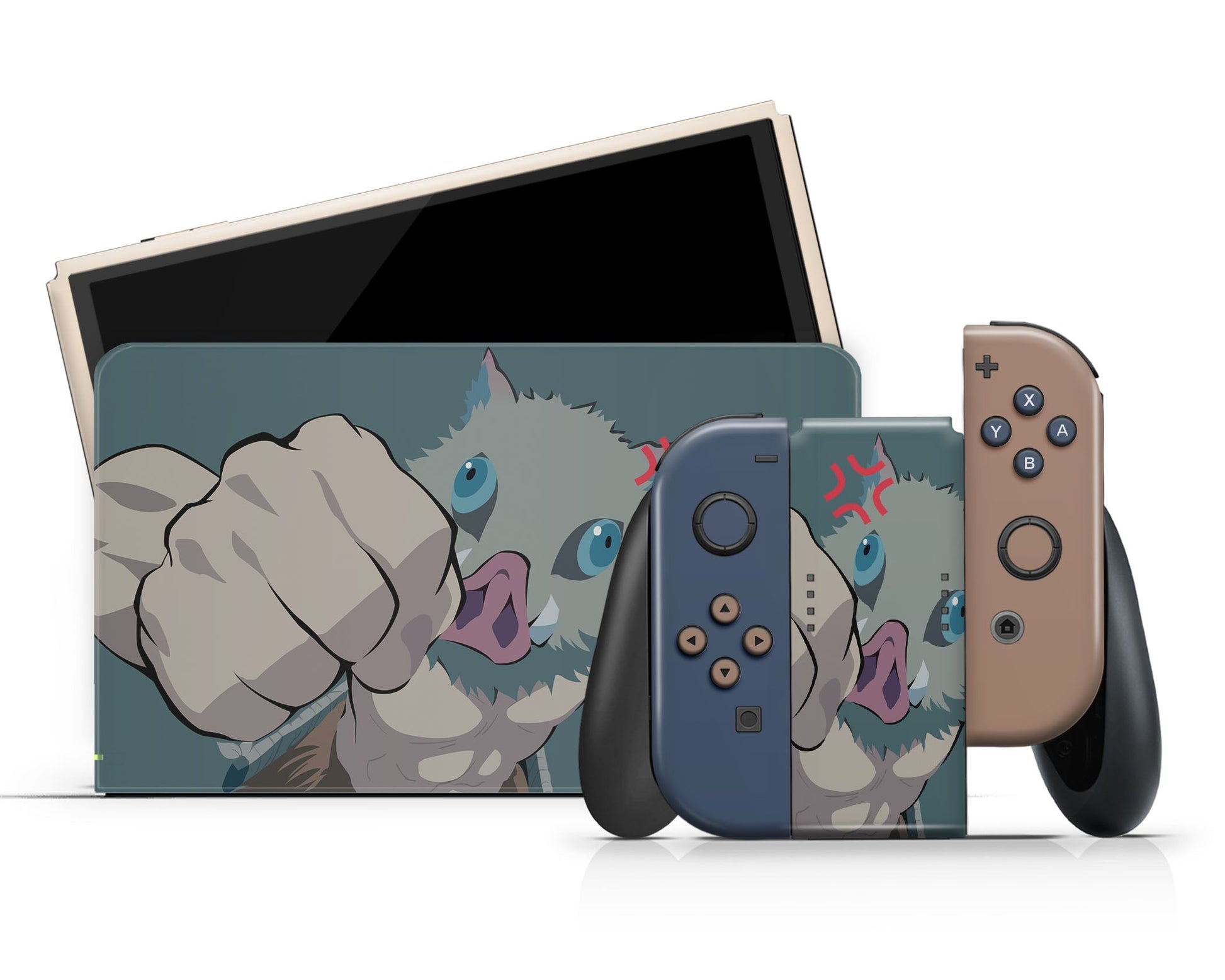 Anime Town Creations Nintendo Switch OLED Demon Slayer Inosuke Vinyl +Tempered Glass Skins - Anime Demon Slayer Switch OLED Skin