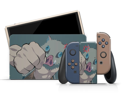 Anime Town Creations Nintendo Switch OLED Demon Slayer Inosuke Vinyl +Tempered Glass Skins - Anime Demon Slayer Switch OLED Skin