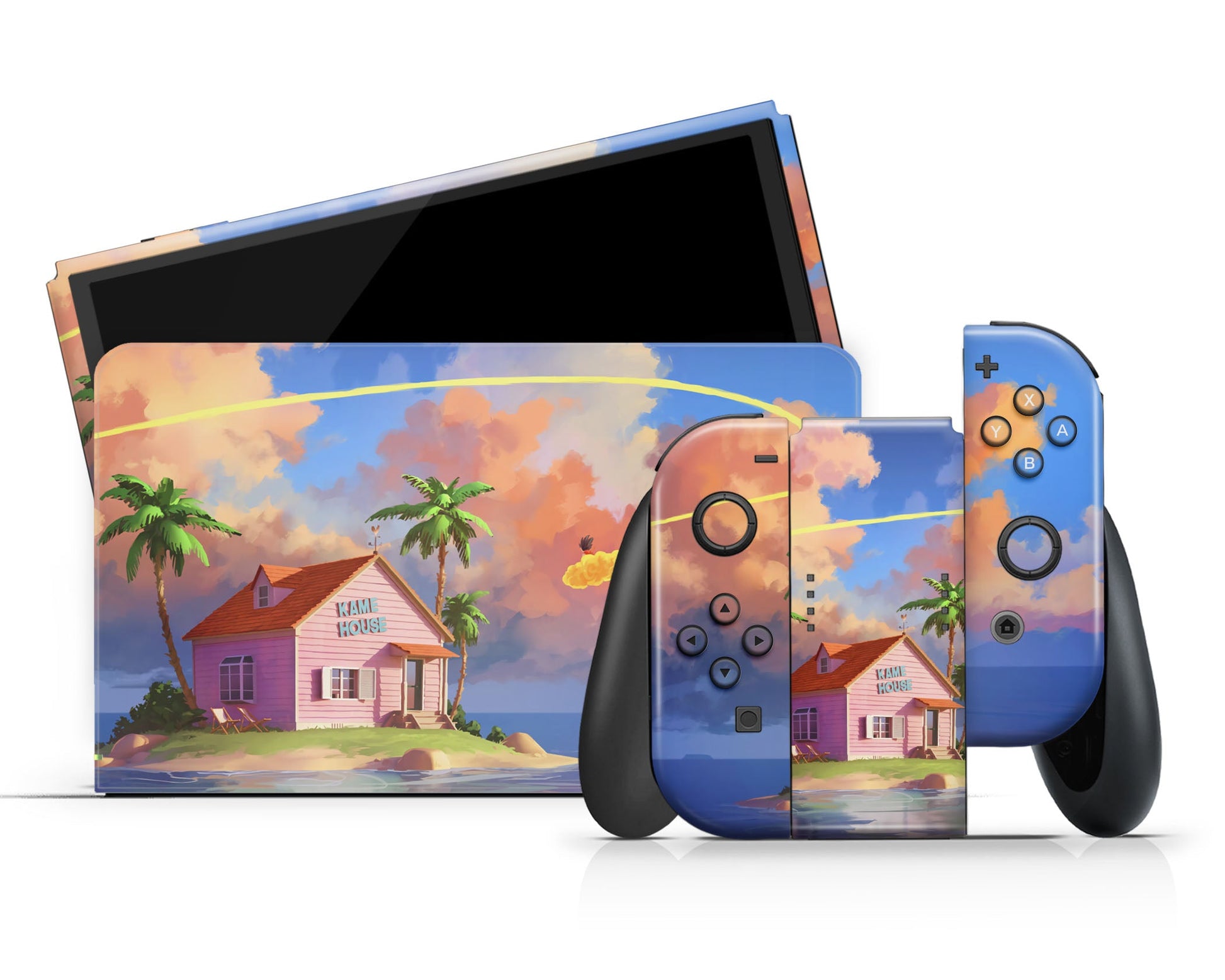 Anime Town Creations Nintendo Switch OLED Dragon Ball Kame House Vinyl +Tempered Glass Skins - Anime Dragon Ball Switch OLED Skin