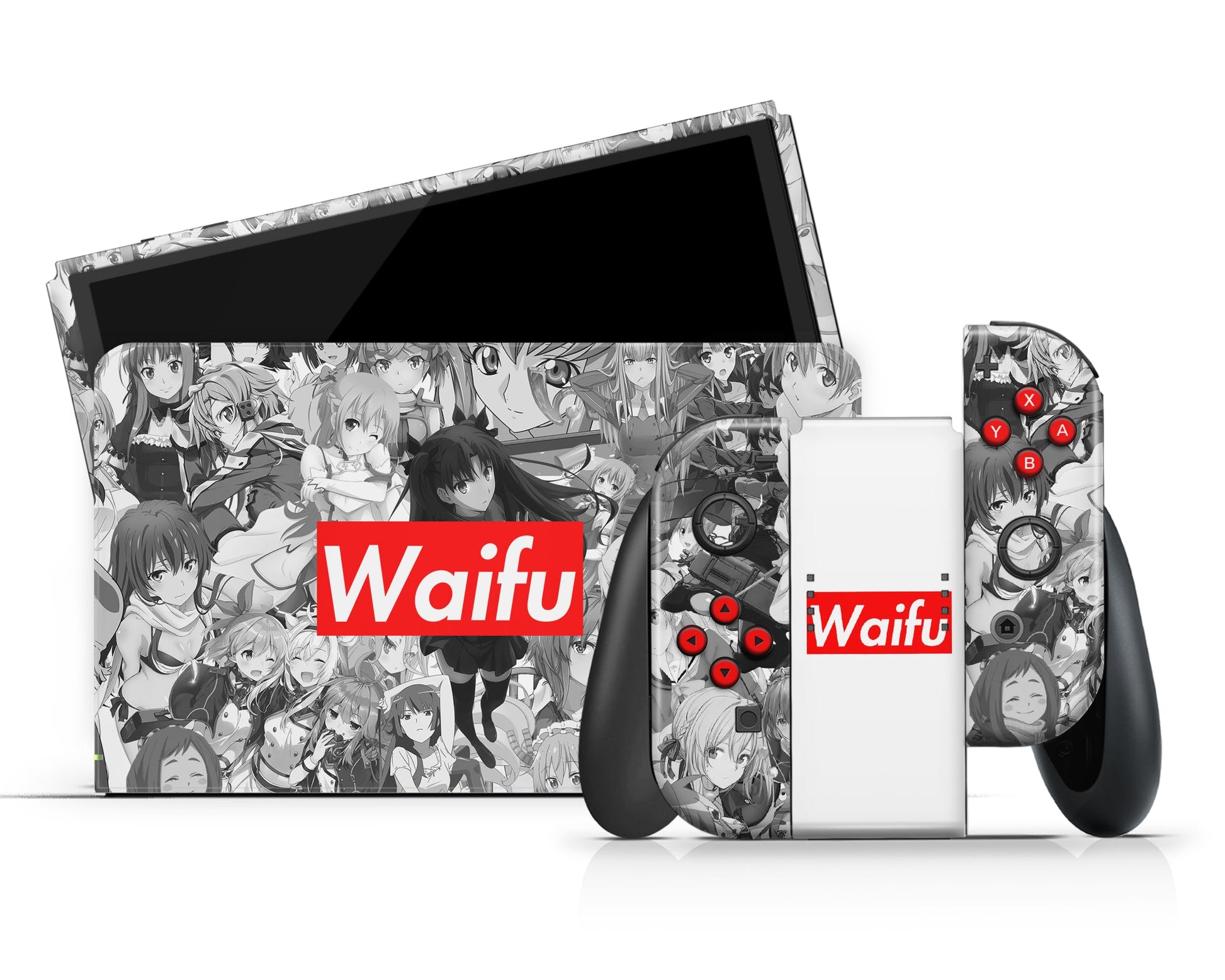 Anime Town Creations Nintendo Switch OLED Waifu Manga Vinyl +Tempered Glass Skins - Anime 18+ Switch OLED Skin
