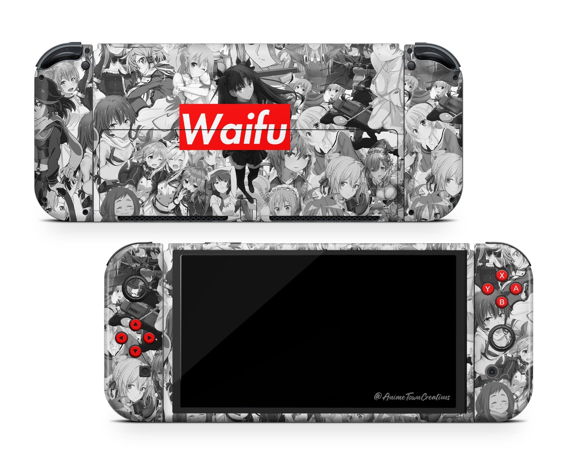 Anime Town Creations Nintendo Switch OLED Waifu Manga Vinyl +Tempered Glass Skins - Anime 18+ Switch OLED Skin