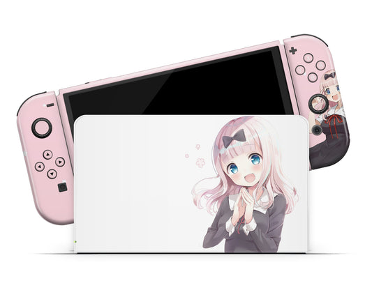 Anime Town Creations Nintendo Switch OLED Chika Fujiwara Cute Vinyl only Skins - Anime Love is War Switch OLED Skin