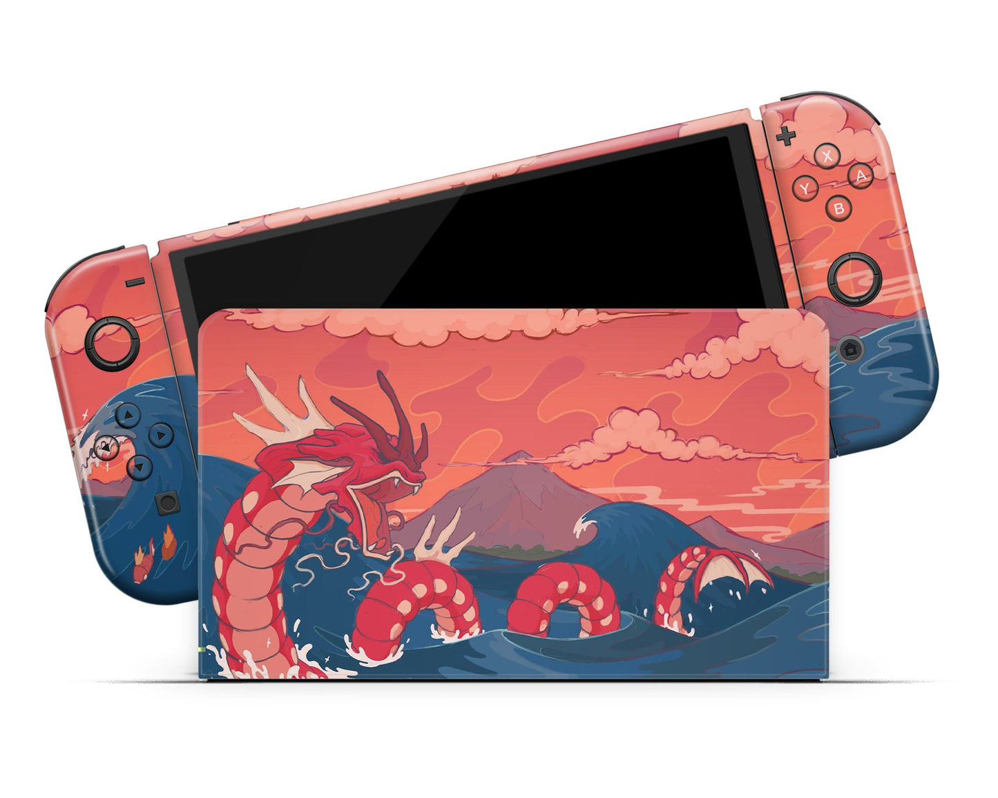 Anime Town Creations Nintendo Switch OLED Gyarados Dragon Rage Waves Vinyl only Skins - Anime Pokemon Switch OLED Skin