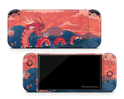 Anime Town Creations Nintendo Switch OLED Gyarados Dragon Rage Waves Vinyl only Skins - Anime Pokemon Switch OLED Skin