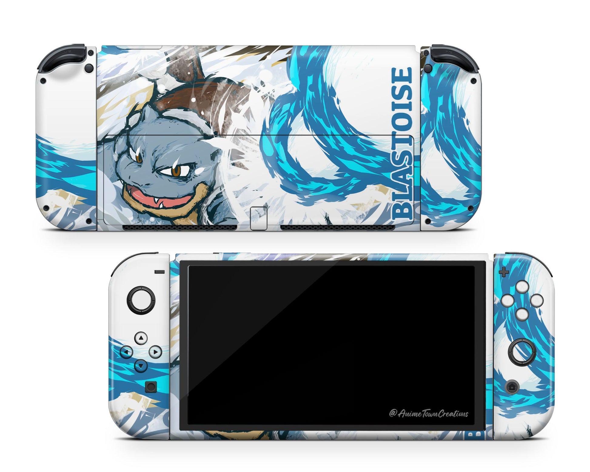 Anime Town Creations Nintendo Switch OLED Pokemon Blastoise Vinyl only Skins - Anime Pokemon Switch OLED Skin
