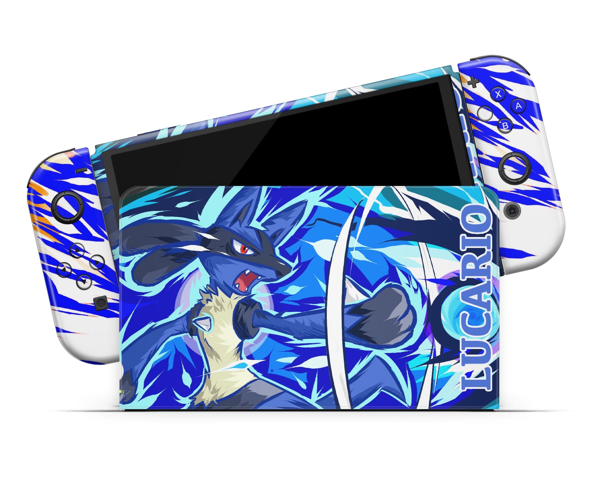 Anime Town Creations Nintendo Switch OLED Pokemon Lucario Vinyl only Skins - Anime Pokemon Switch OLED Skin