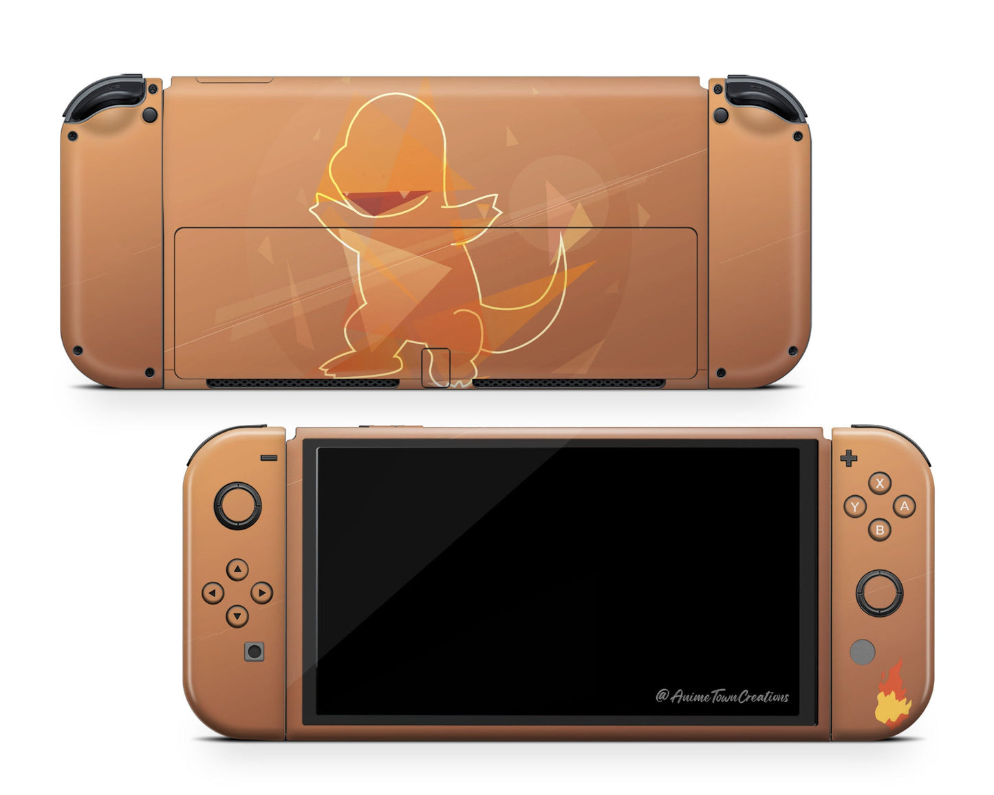 Anime Town Creations Nintendo Switch OLED Pokemon Charmander Flame Vinyl only Skins - Anime Pokemon Switch OLED Skin