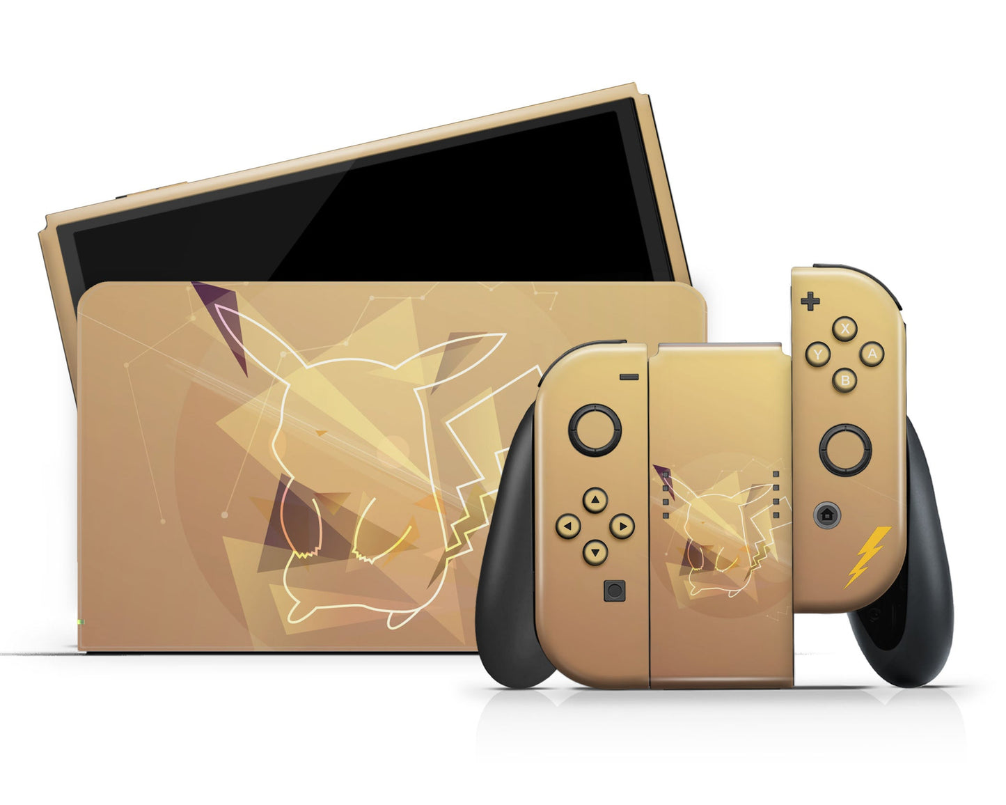 Anime Town Creations Nintendo Switch OLED Pokemon Pikachu Lightning Vinyl +Tempered Glass Skins - Anime Pokemon Switch OLED Skin