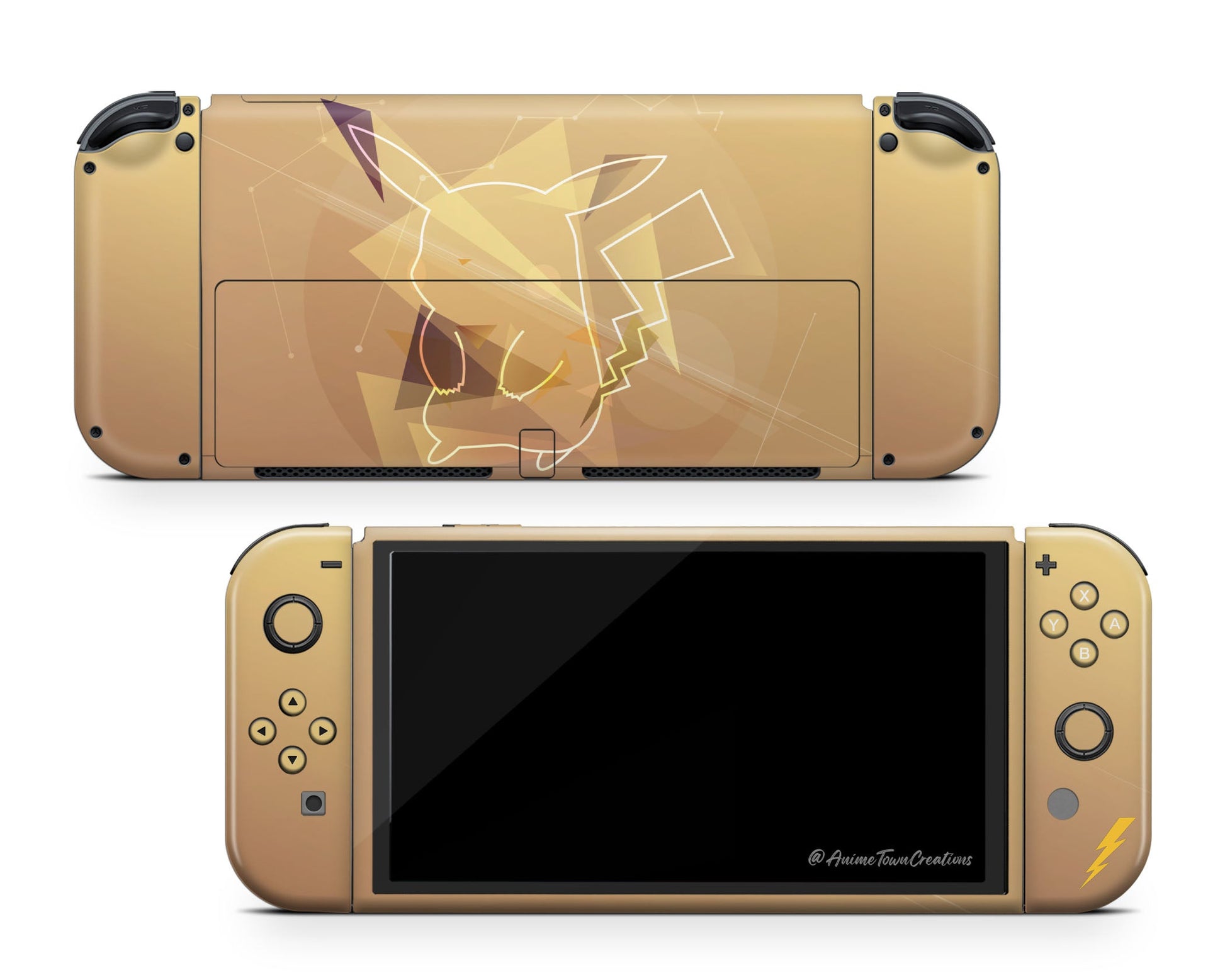 Anime Town Creations Nintendo Switch OLED Pokemon Pikachu Lightning Vinyl only Skins - Anime Pokemon Switch OLED Skin