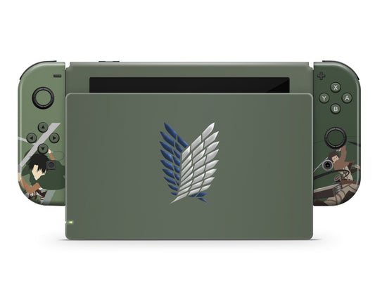 Nintendo Nintendo Switch Attack On Titan Survey Corps Green Minimalistic Vinyl only  Skin Sticker - Anime Vinyl