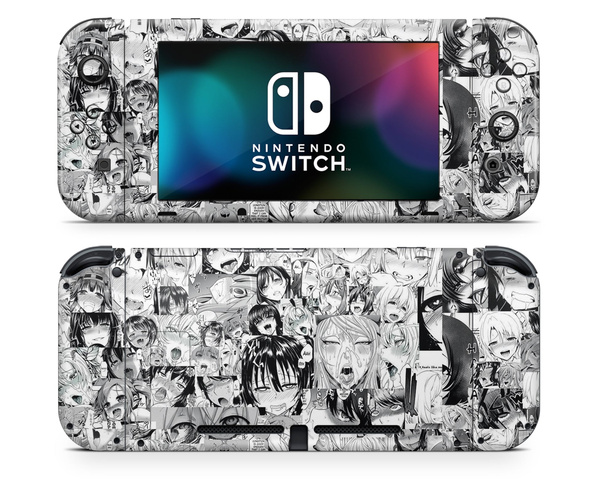 Nintendo Nintendo Switch Ahegao Manga Vinyl +Tempered Glass  Skin Sticker - Anime Vinyl