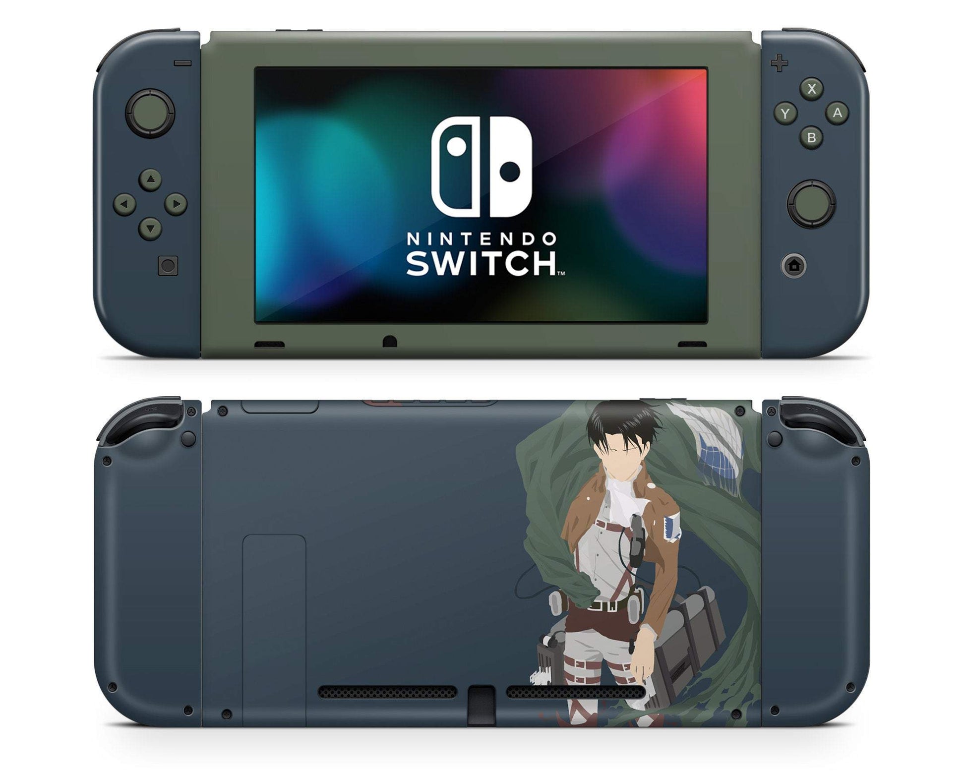 Nintendo Nintendo Switch Attack on Titan Levi Ackerman Minimalist Vinyl +Tempered Glass Skins - Anime Attack on Titan Skin