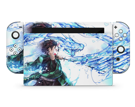 Nintendo Nintendo Switch Demon Slayer Tanjiro Water Breathing Style Vinyl only Skins - Anime Demon Slayer Skin