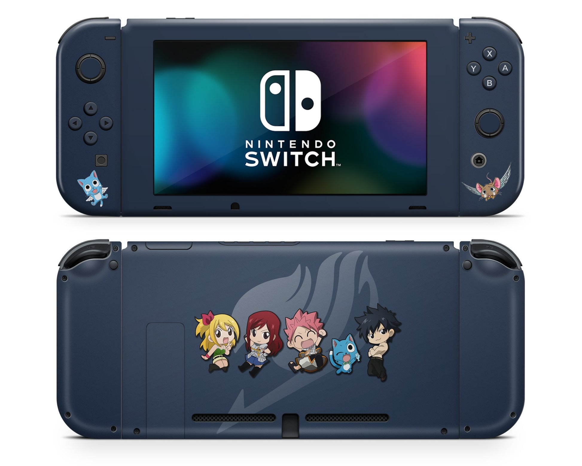 Anime Town Creations Nintendo Switch Fairy Tail Chibi Wizards Vinyl +Tempered Glass Skins - Anime Fairy Tail Skin