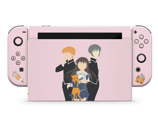 Anime Town Creations Nintendo Switch Fruits Basket Baby Pink Vinyl only Skins - Anime Fruits Basket Skin