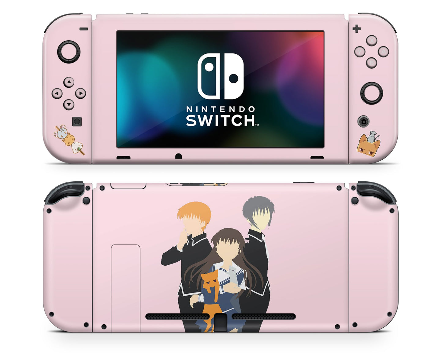 Anime Town Creations Nintendo Switch Fruits Basket Baby Pink Vinyl +Tempered Glass Skins - Anime Fruits Basket Skin