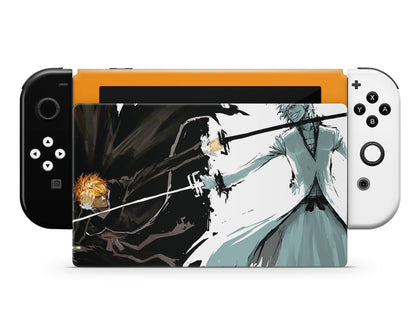 Anime Town Creations Nintendo Switch Bleach Ichigo vs Zangetsu Black Vinyl only Skins - Anime Bleach Skin