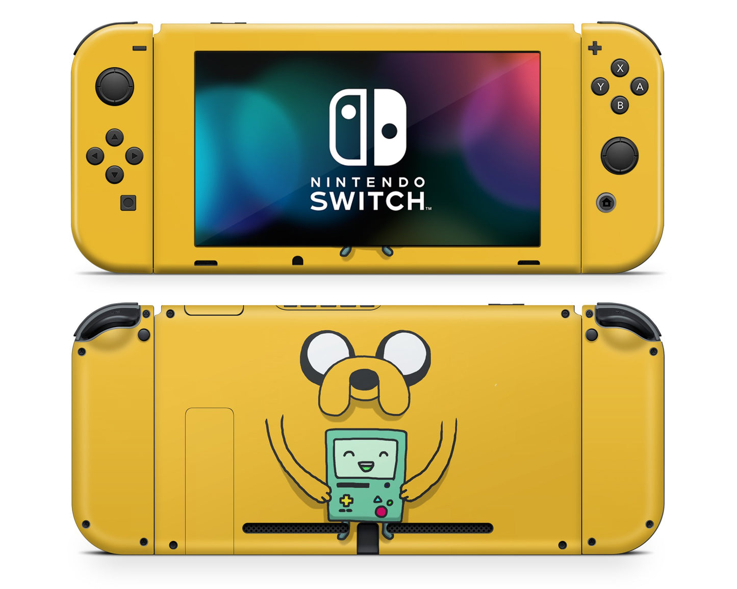 Anime Town Creations Nintendo Switch Adventure Time Jake and Beemo Vinyl +Tempered Glass Skins - Anime Adventure Time Skin