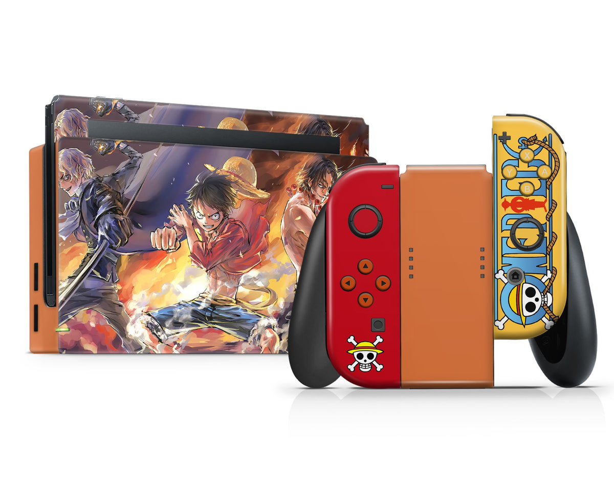 Luffy Nintendo One Piece Luffy Flames Nintendo Switch Skin – Anime Town Creations