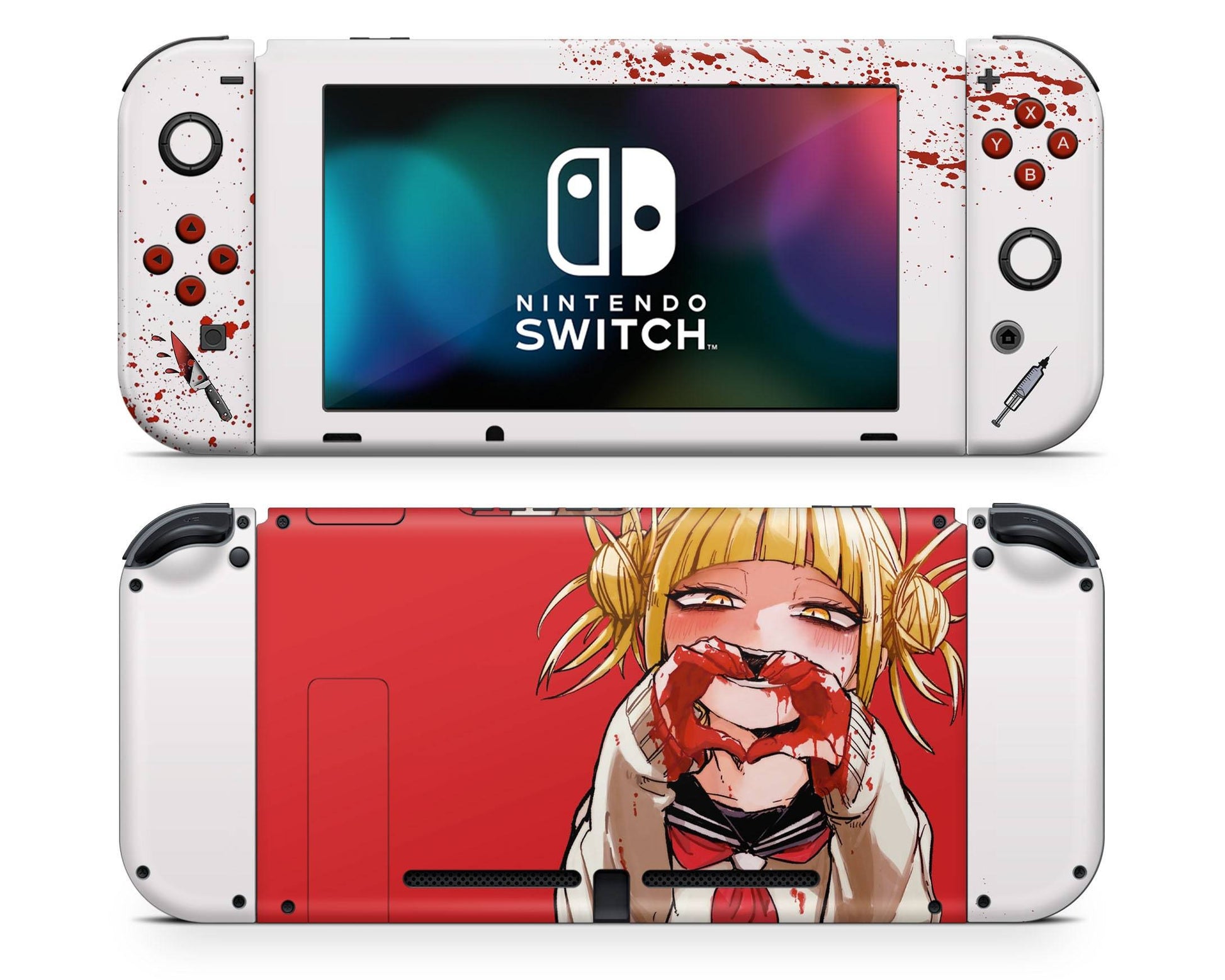 Anime Town Creations Nintendo Switch My Hero Academia Himiko Toga Red Vinyl +Tempered Glass Skins - Anime My Hero Academia Switch Skin