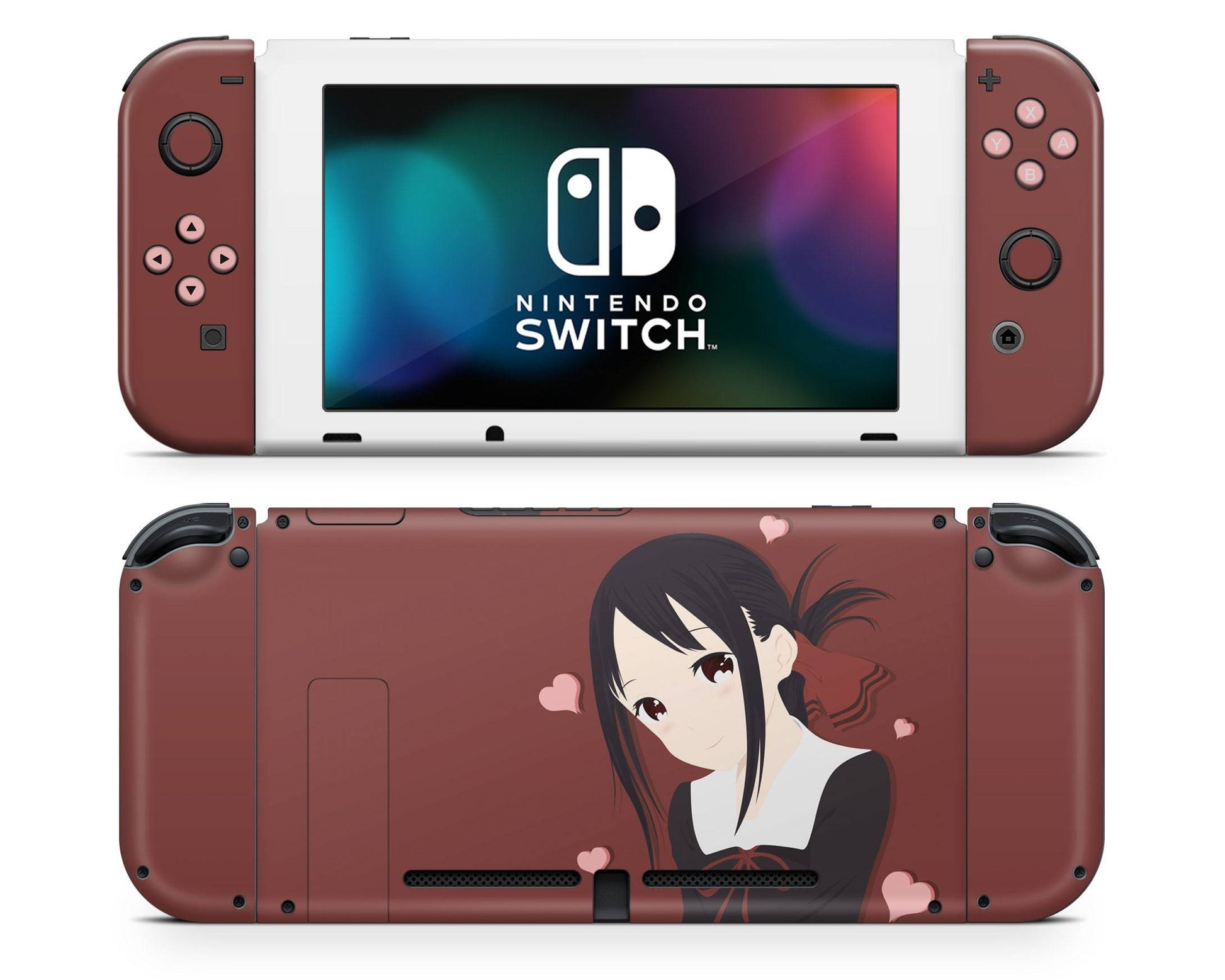 Anime Town Creations Nintendo Switch Love Is War Kaguya-sama Red Vinyl +Tempered Glass Skins - Anime Love is war Switch Skin