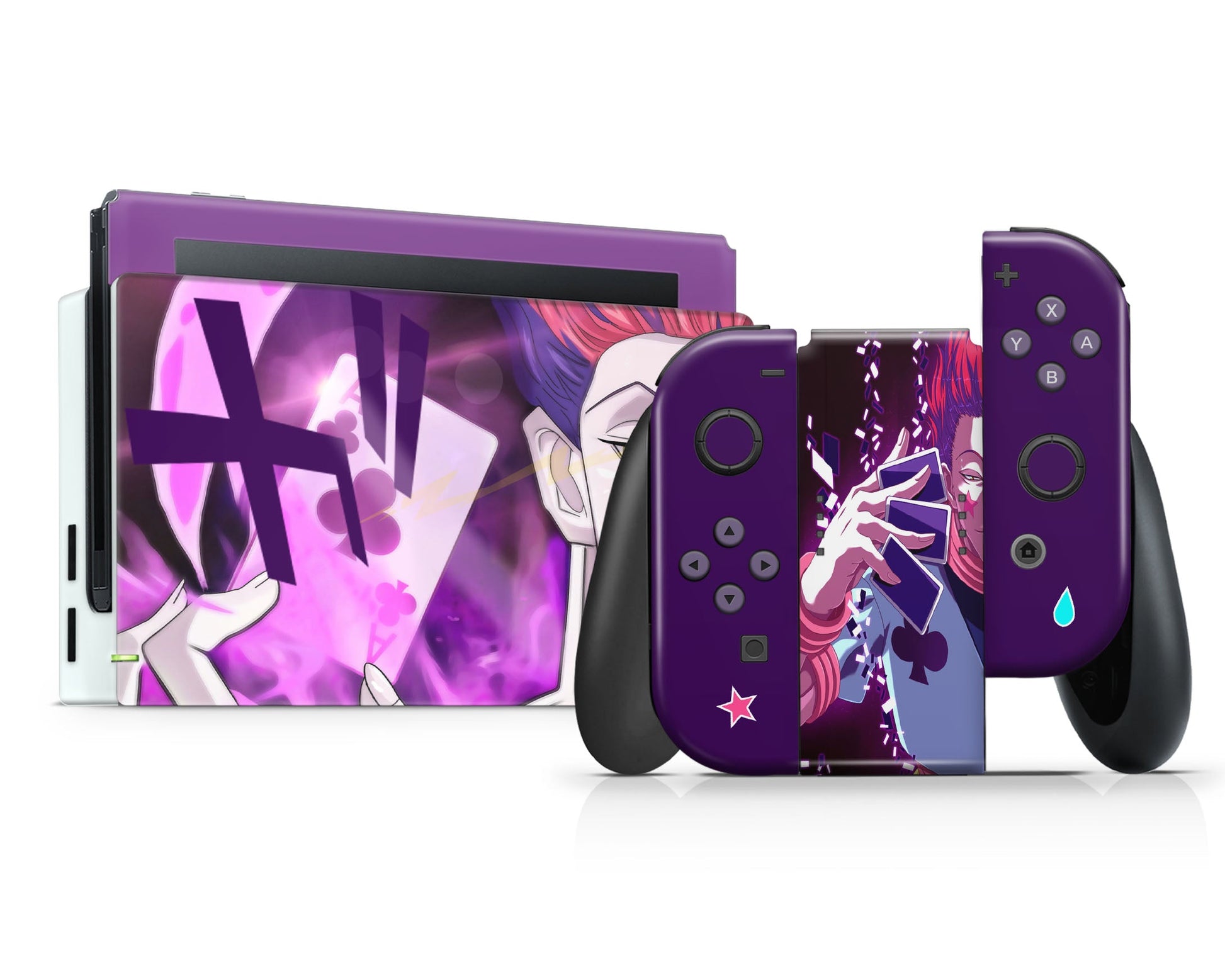 Anime Town Creations Nintendo Switch Hunter x Hunter Hisoka Morow Purple Vinyl +Tempered Glass Skins - Anime Hunter x Hunter Switch Skin