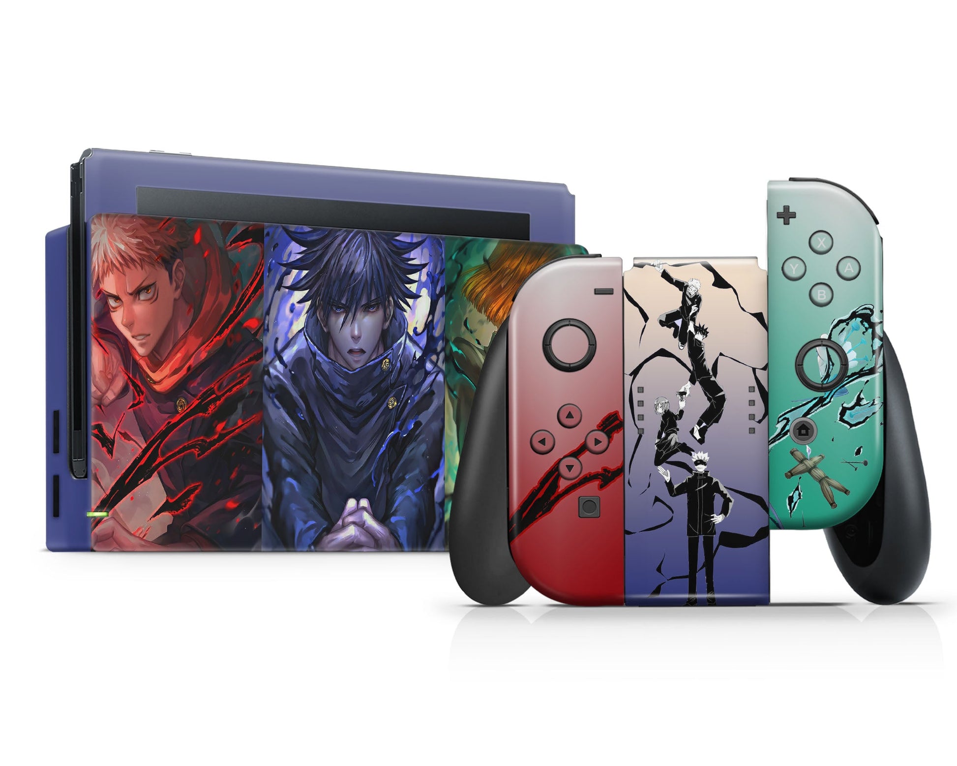 Anime Town Creations Nintendo Switch Jujutsu Kaisen Team Vinyl +Tempered Glass Skins - Anime Jujutsu Kaisen Switch Skin