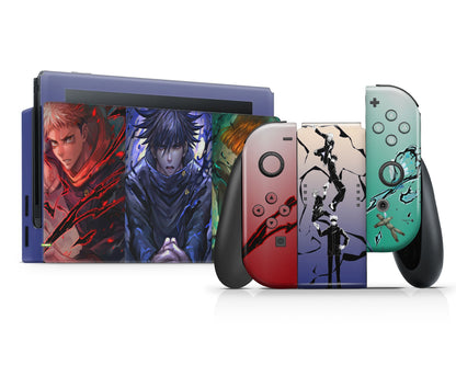 Anime Town Creations Nintendo Switch Jujutsu Kaisen Team Vinyl +Tempered Glass Skins - Anime Jujutsu Kaisen Switch Skin