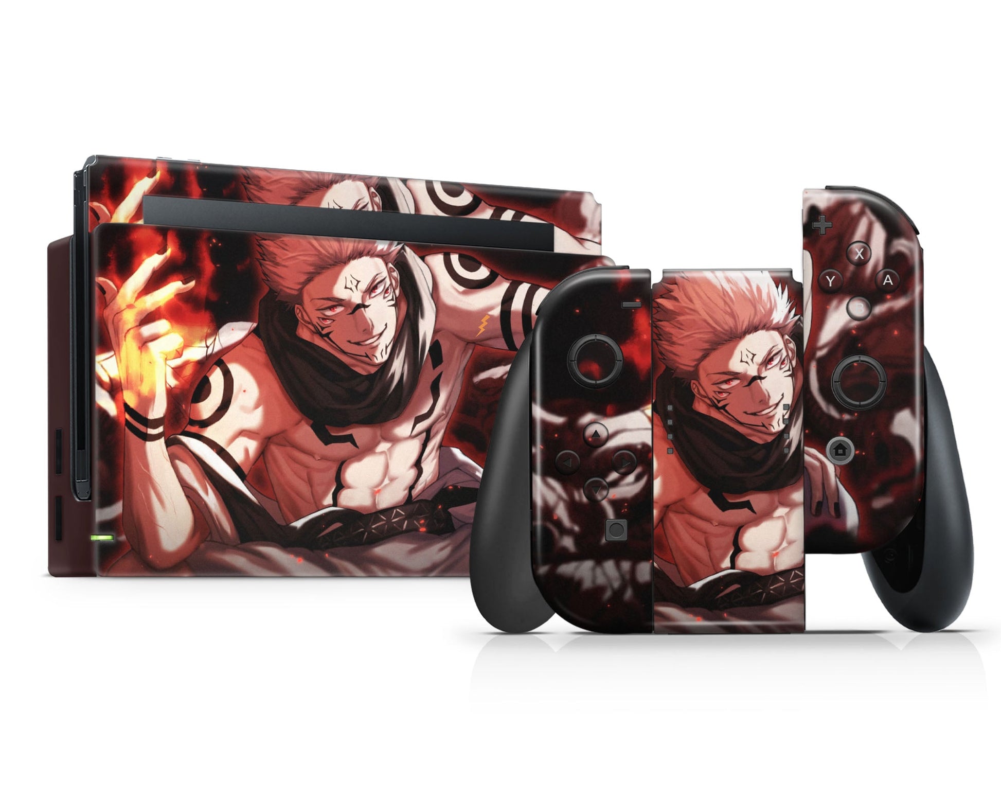 Anime Town Creations Nintendo Switch Jujutsu Kaisen Sukuna Vinyl +Tempered Glass Skins - Anime Jujutsu Kaisen Switch Skin