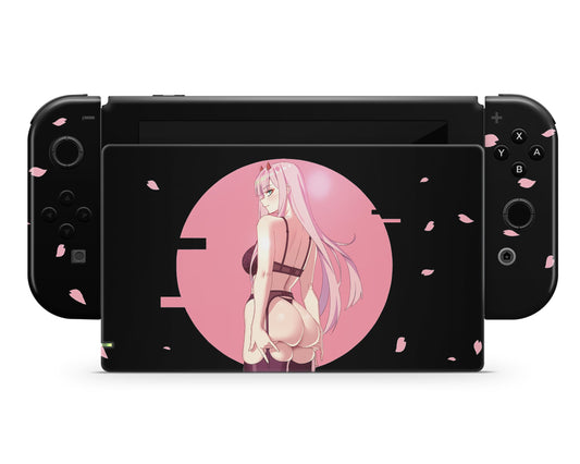 Anime Town Creations Nintendo Switch Zero Two Hot Pink Vinyl only Skins - Anime Darling in the Franxx Switch Skin