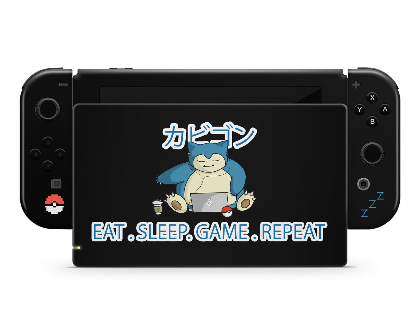 Anime Town Creations Nintendo Switch Snorlax Eat Sleep Game Repeat Vinyl only Skins - Anime Pokemon Switch Skin