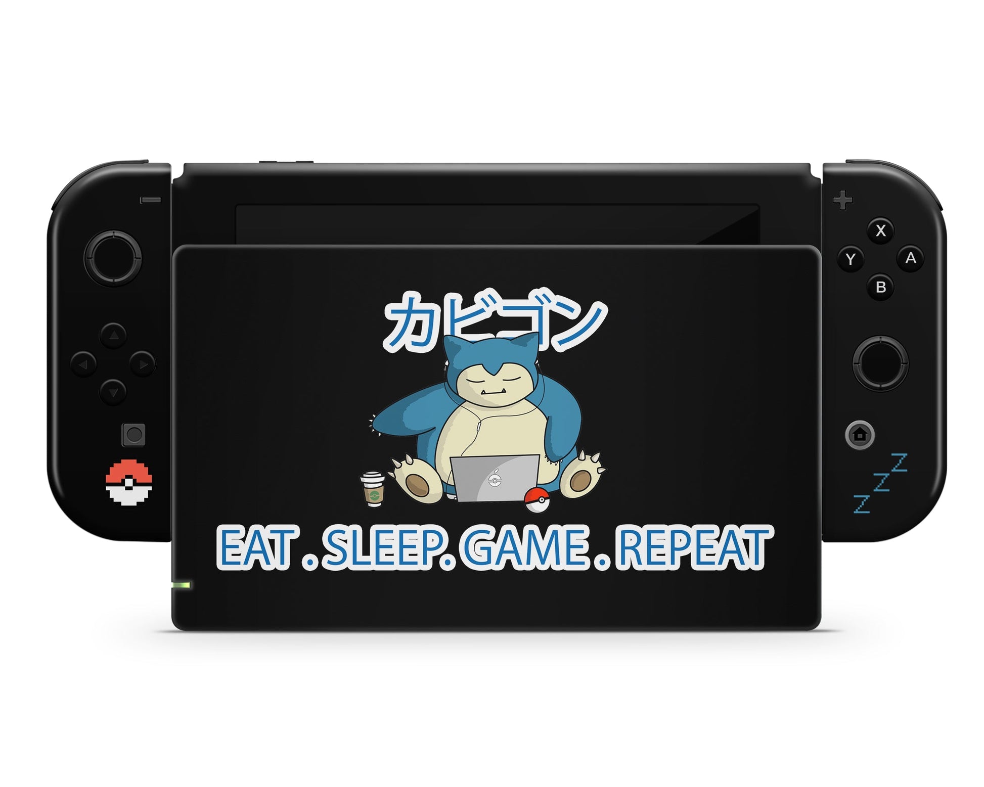 Anime Town Creations Nintendo Switch Snorlax Eat Sleep Game Repeat Vinyl only Skins - Anime Pokemon Switch Skin