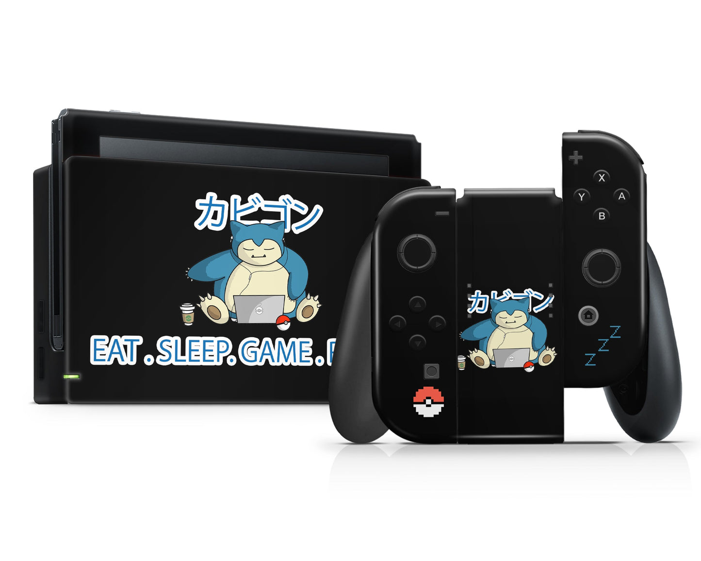 Anime Town Creations Nintendo Switch Snorlax Eat Sleep Game Repeat Vinyl only Skins - Anime Pokemon Switch Skin