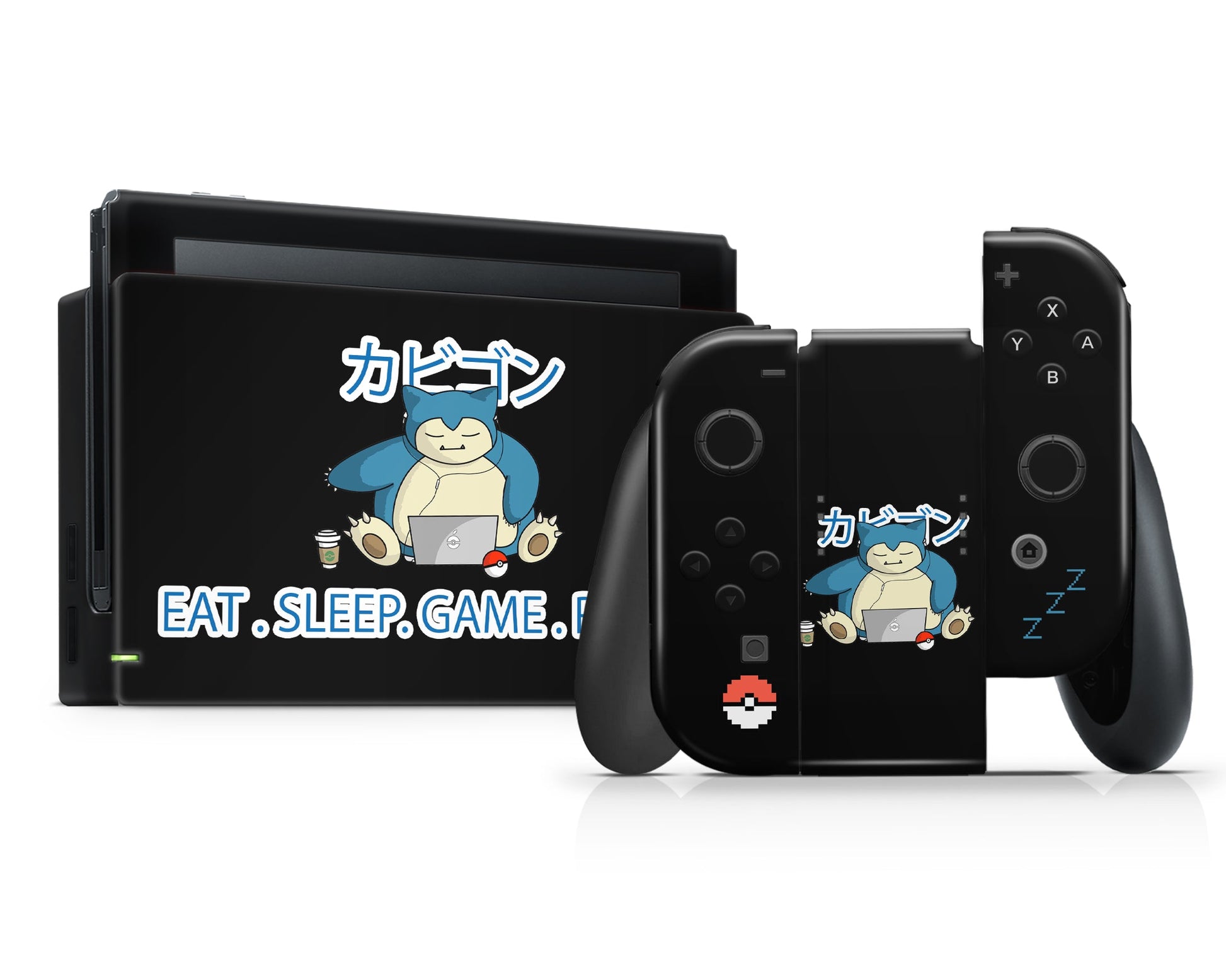 Anime Town Creations Nintendo Switch Snorlax Eat Sleep Game Repeat Vinyl only Skins - Anime Pokemon Switch Skin