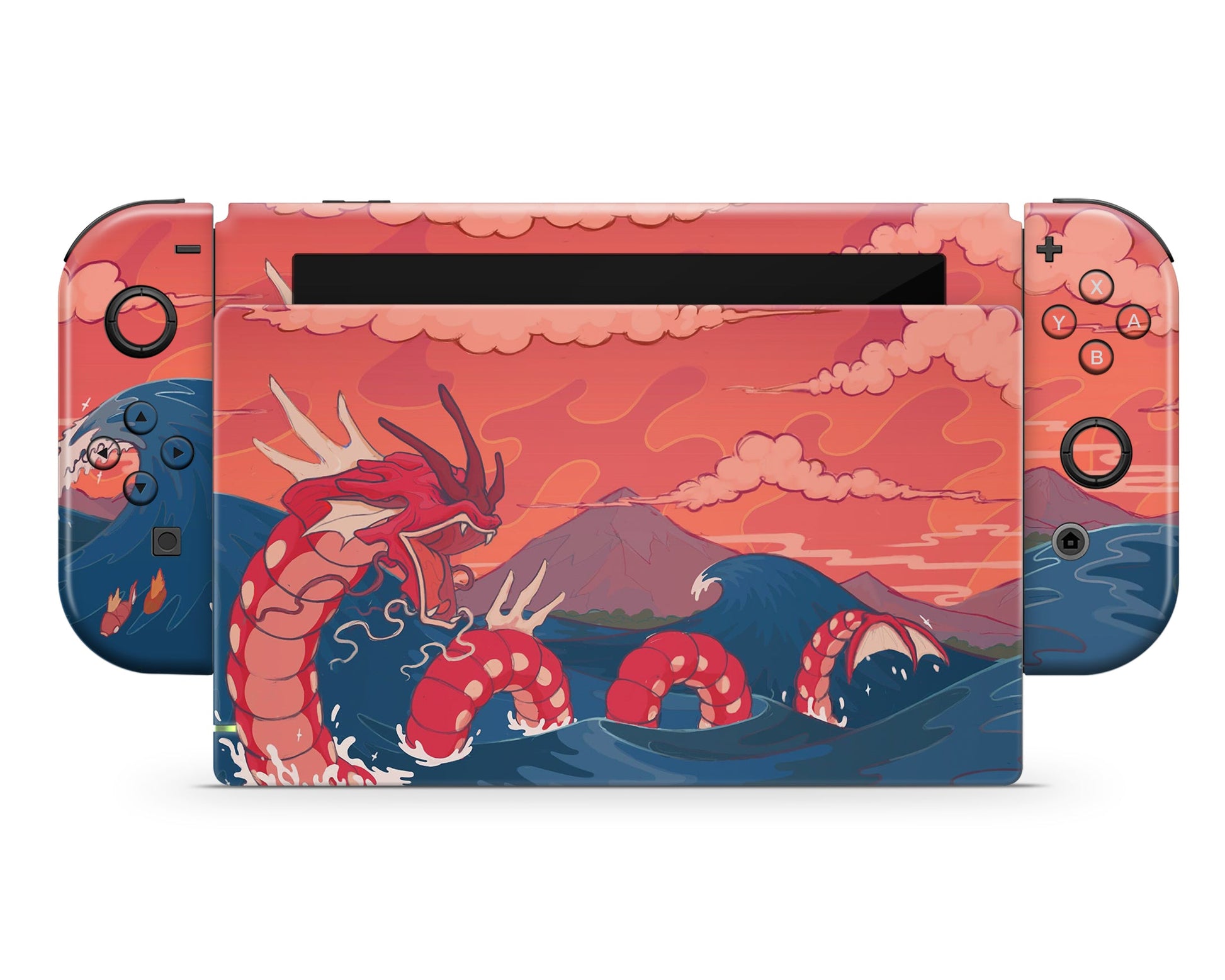 Anime Town Creations Nintendo Switch Gyarados Dragon Rage Waves Vinyl only Skins - Anime Pokemon Switch Skin