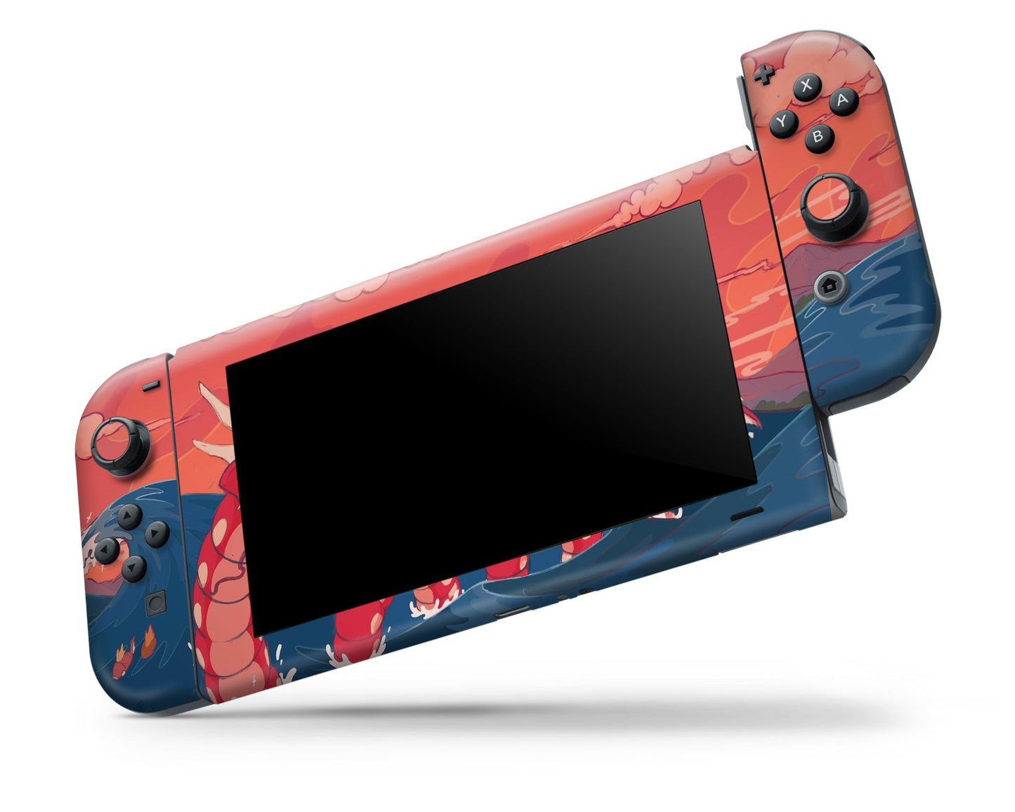 Anime Town Creations Nintendo Switch Gyarados Dragon Rage Waves Vinyl +Tempered Glass Skins - Anime Pokemon Switch Skin