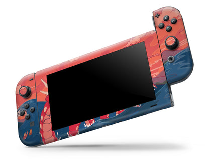 Anime Town Creations Nintendo Switch Gyarados Dragon Rage Waves Vinyl +Tempered Glass Skins - Anime Pokemon Switch Skin