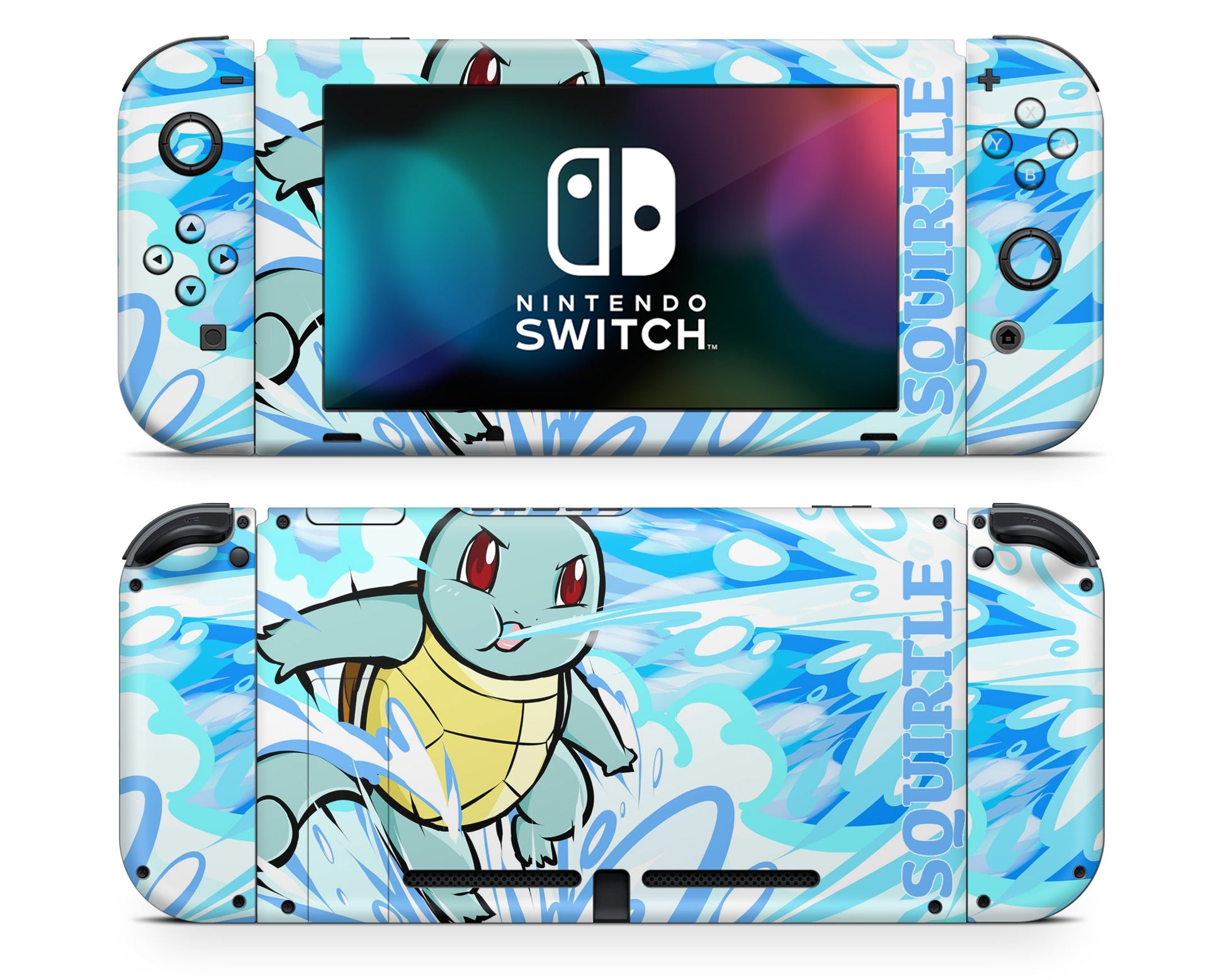 Anime Town Creations Nintendo Switch Pokemon Squirtle Vinyl +Tempered Glass Skins - Anime Pokemon Switch Skin